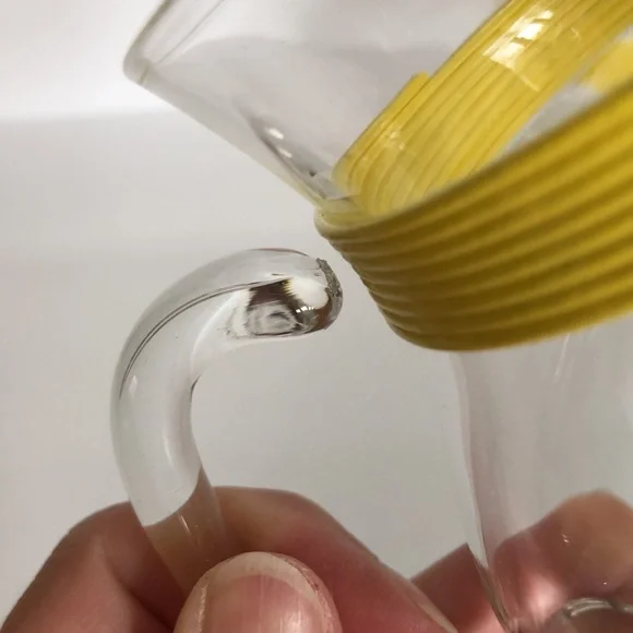 Vintage Rubel Crystal Retro Sugar Creamer  Yellow Banding Trim And Wood Beads - Picture 5 of 15